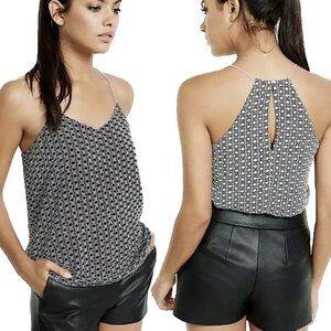 NWT Express Barcelona Black‎ White Geometric Print Reversible Tank Top Blouse M